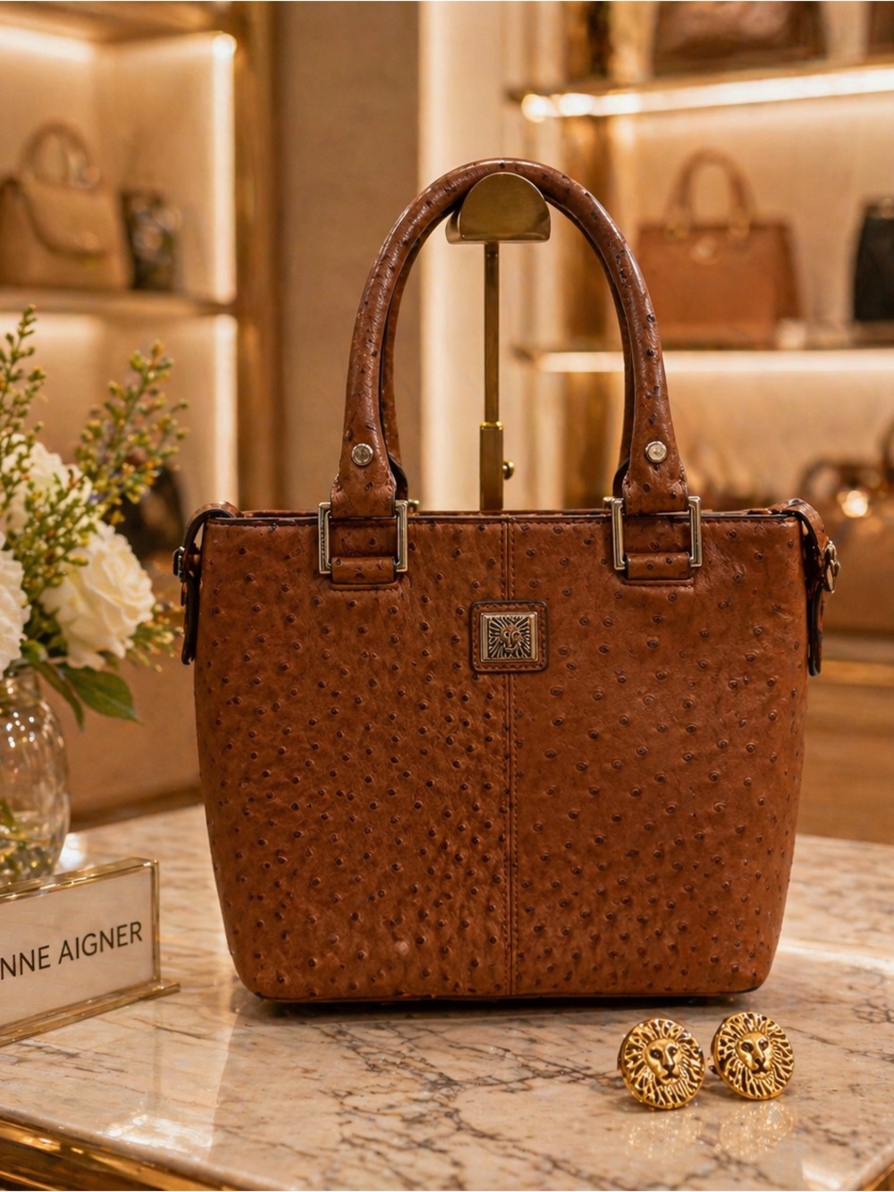 Anne Klein Ostrich-Embossed Tote